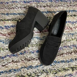 NWOT ASOS vegan suede‎ chunky heel loafers